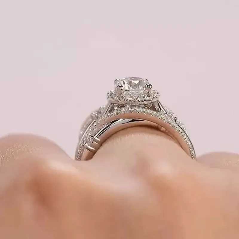 925 Sterling Silver Luxury Wedding Rings for Women Fancy Cross Design Inlaid Shiny CZ Stone Fashion Female Jewelry Gifts XJ250707