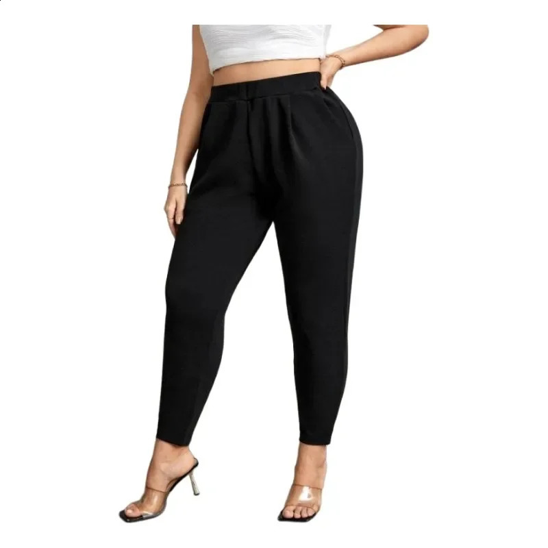 Plus Size 1XL5XL Ladies Casual Pants Loose and Simple Straight Leg Fashionable Solid Color 250628