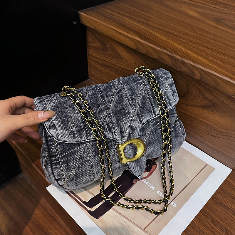 Designer High-End Denim Underarm for Women 2025 New Style Elegant Versatile Chain Fashion Shoulder Crossbody Light Luxury Women's Bag