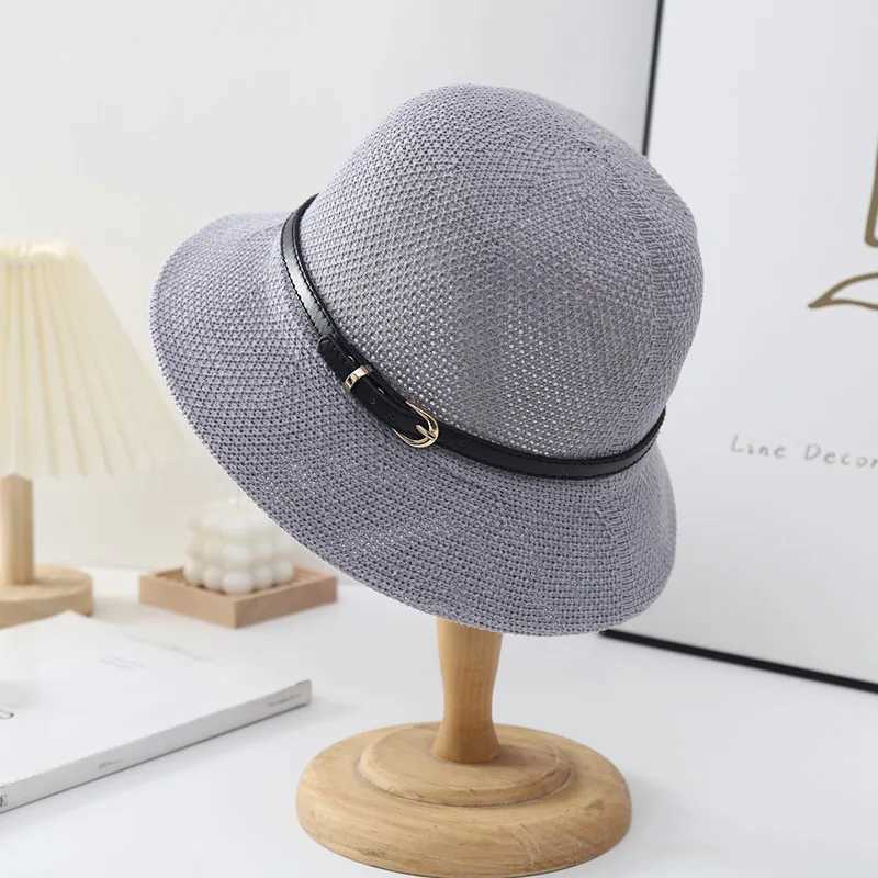 New Fashion Summer Cotton Large Bucket Hat For Women Solid Sun Hats With Belt Female Lady Outdoor Fisherman Hat Bonnet Cap Y250707