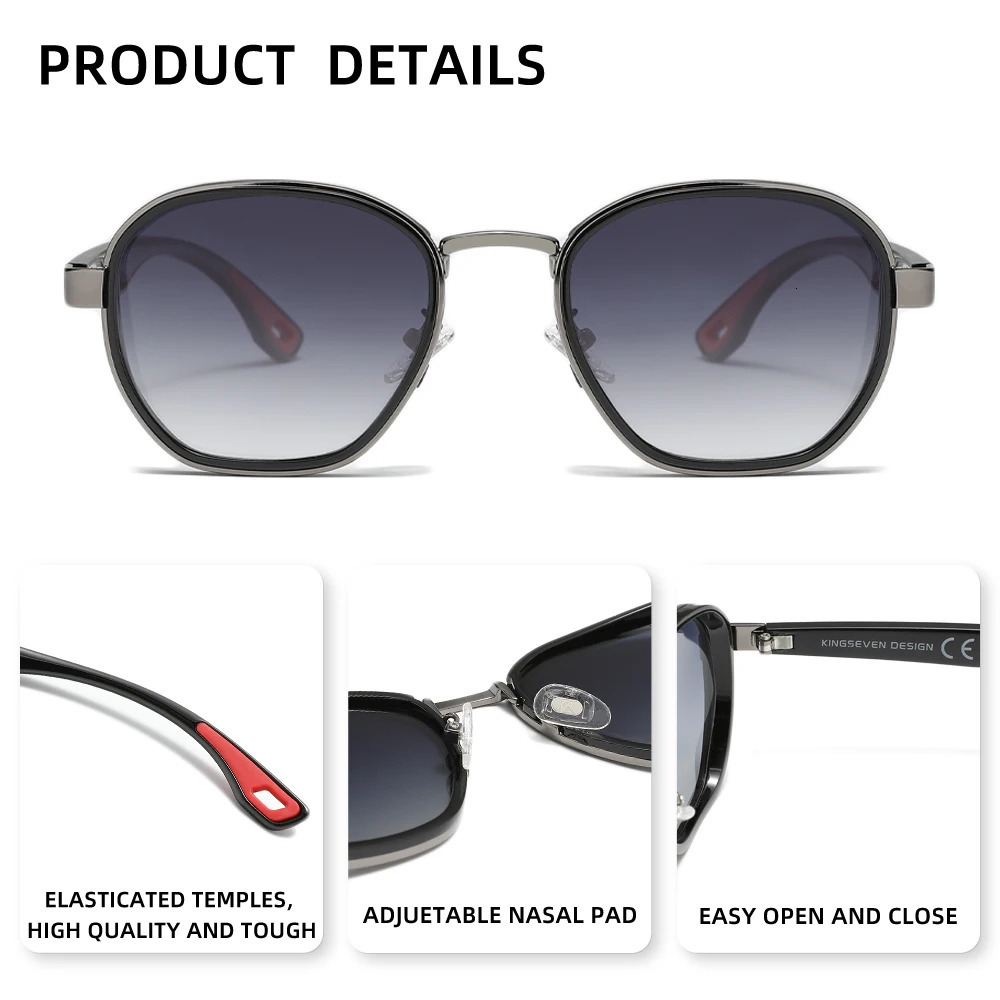 Kingseven Fashion Vintage Round Sunglasses Men Women Classic Retro Polarized UV400 Eyewear Driving Fishing Casual Glasses 250707