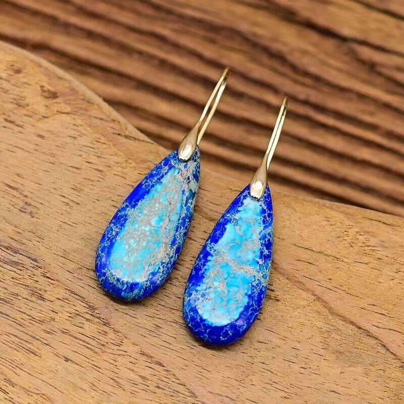 Design Shape Mixed Color Natural Stone Earrings Water Drop - Shipped