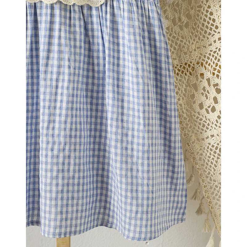 Baby Girls Dress Lace Collar Summer Kids Clothes Dress Grid Dress New Kids Baby Girls Sweet Cute Princess Children Clothes Dress R250707