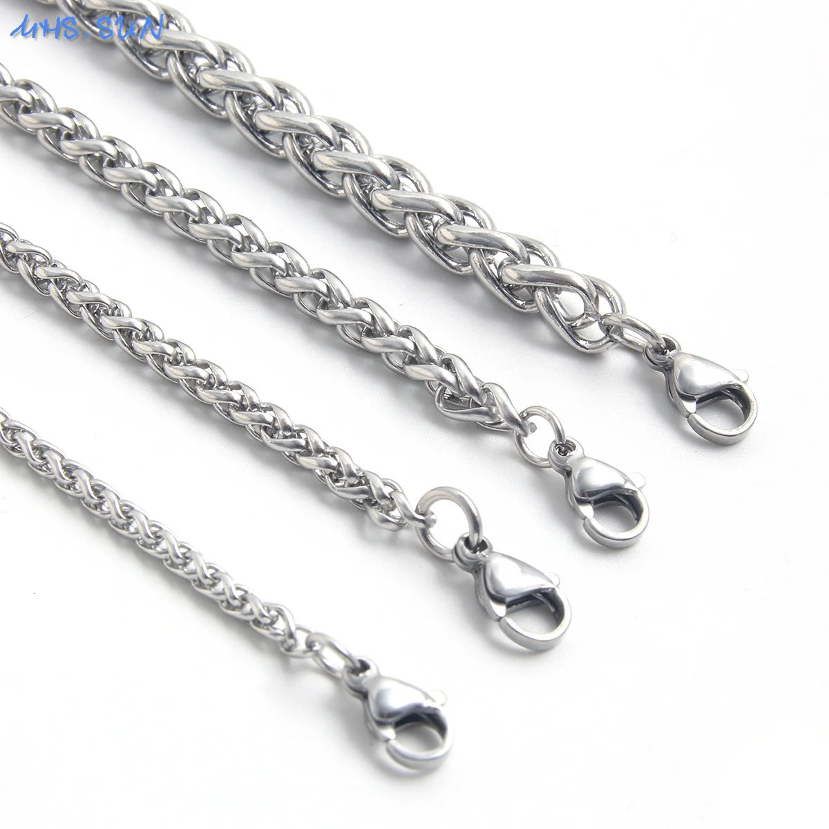 SUNSLL Stainless Steel M Flower Basket Chain Necklaces Silver Color Braided Wheat For Women Men Minimalist Jewelry 250704