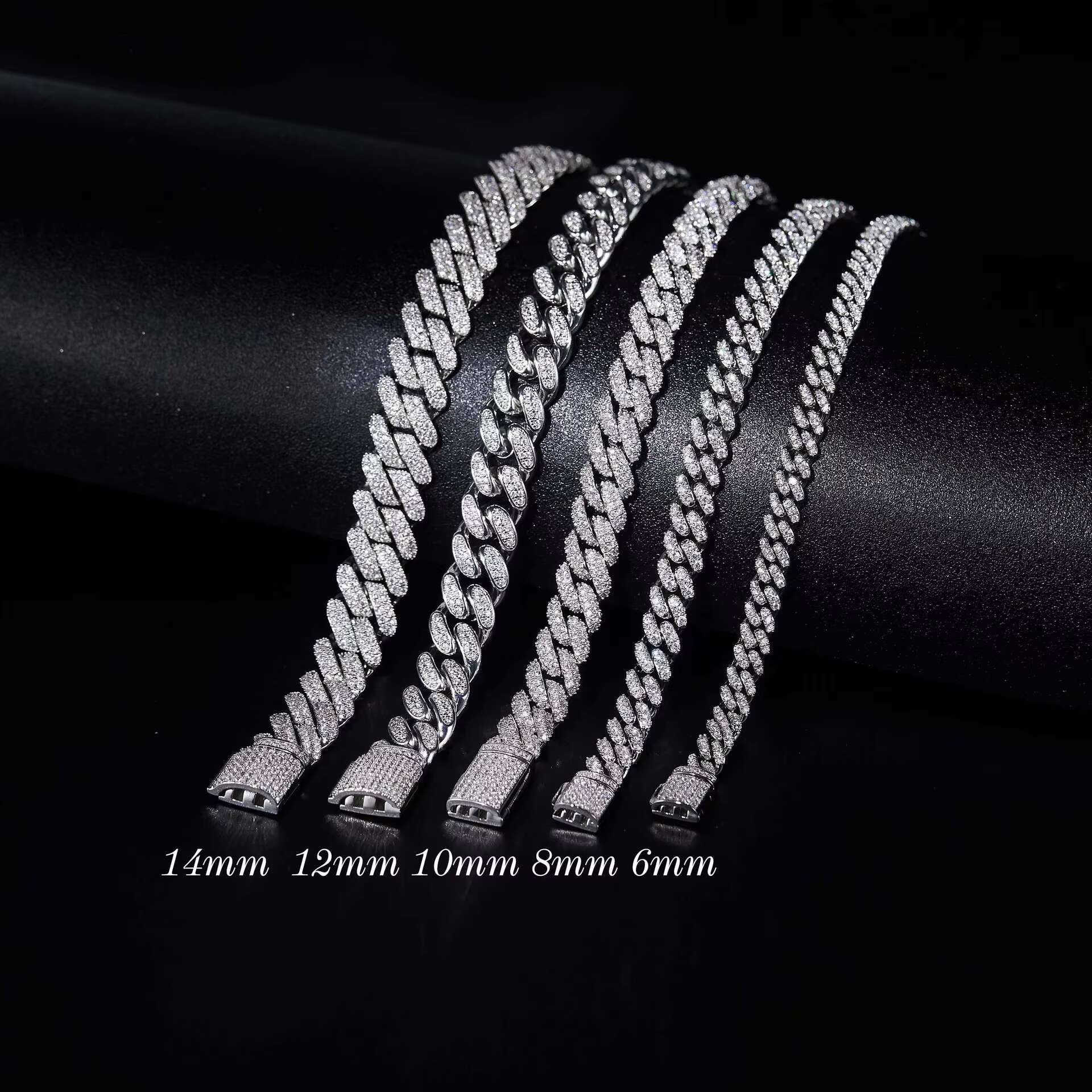 Trendy Personalized Moissanite Necklace 925 Sterling Silver Plated 18k Gold Popular European And American 6mm Cuban Chain