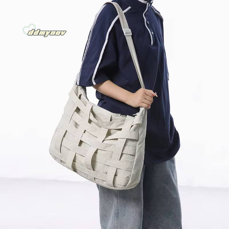Woven Design Unisex Big Messenger Nylon Fabric Waterproof Shoulder Crossbody Bags Casual Street Large Capacity Shopper Tote ddmynov