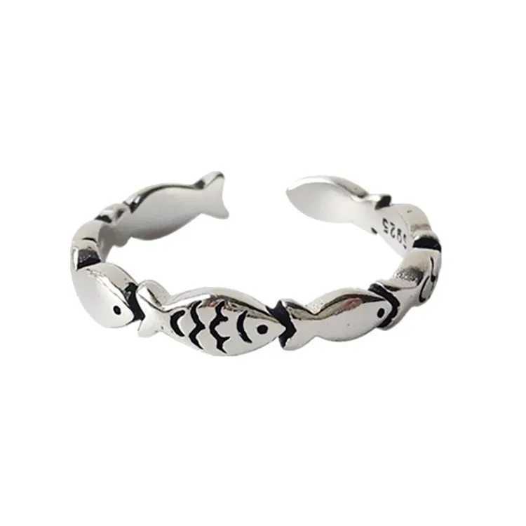 925 Sterling Silver Fish Adjustable Rings For Women Wedding Luxury Jewelry Wholesale Everything Money 925 XJ250707