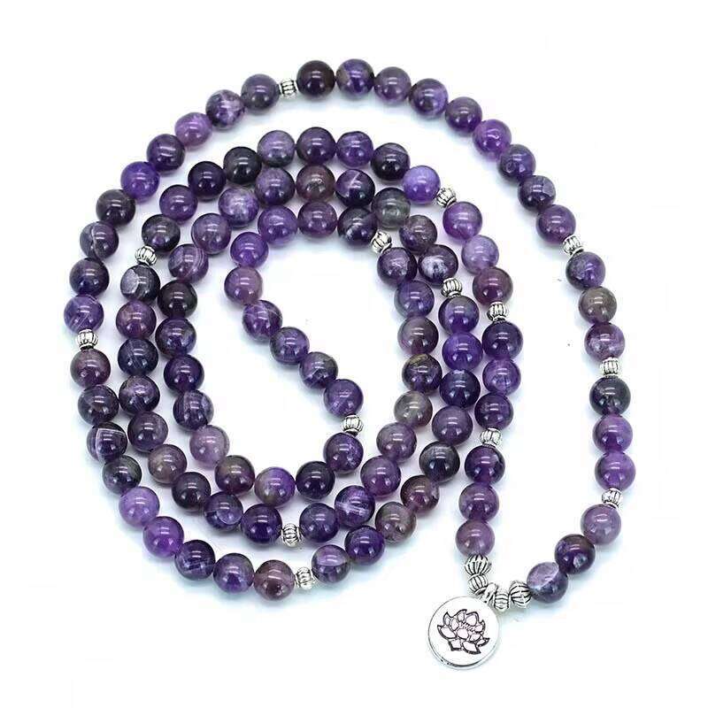 Hot Sale Mala Beads 108 Amethyst Accessories Lotus Necklace Bracelet