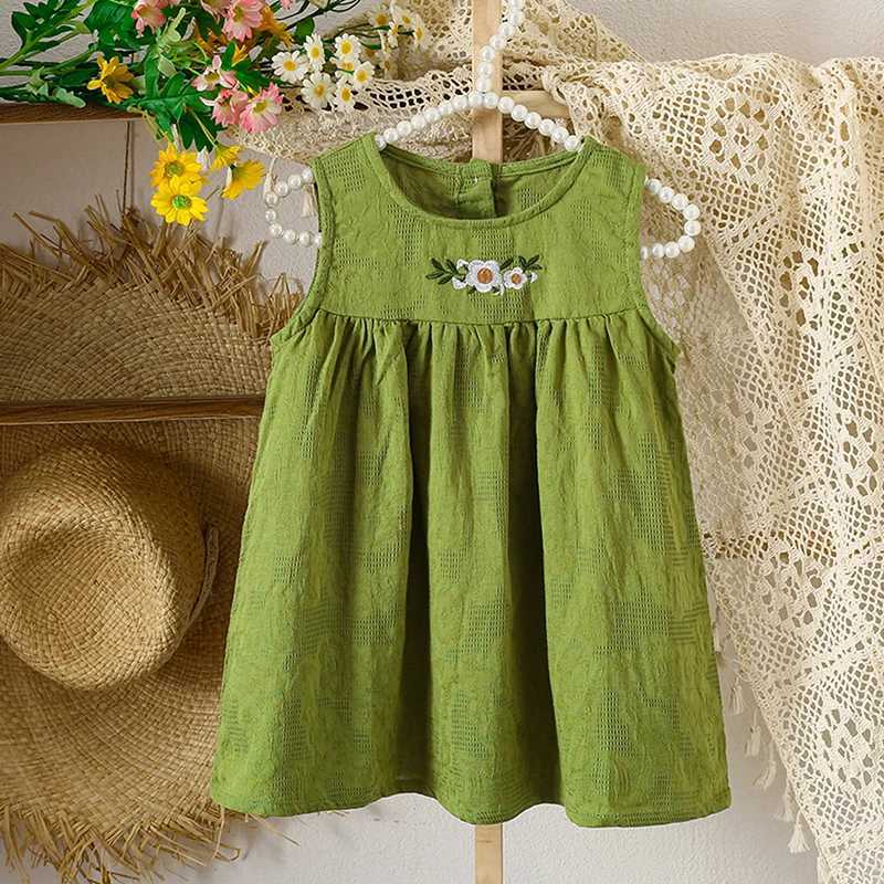 1-6 Years Kids Clothing Summer Embroidered Cotton Baby Girls Dress Fashion Casual Vest Princess Dress Comfort Children Girls Dress R250707