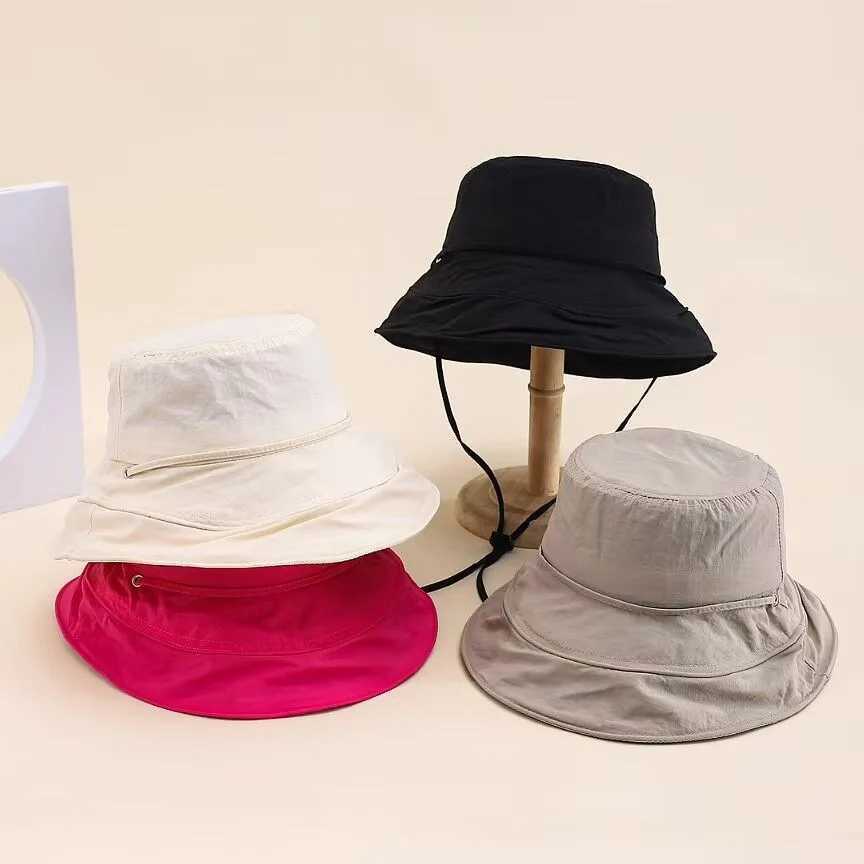 2023 Womens Bucket Hat Spring Summer Windproof Sunshade Fisherman Cap Female Sunscreen Sun Hat Cloth Foldable Sunhat New Y250707