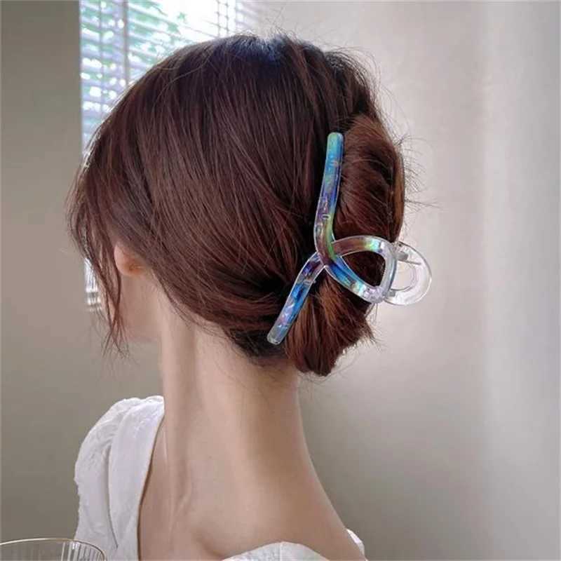 New Women Fashion Transparent Mermaid Color Hair Clip Claw Korean Version of Female Shark Hairpin Girls Hair Accessories Y250707