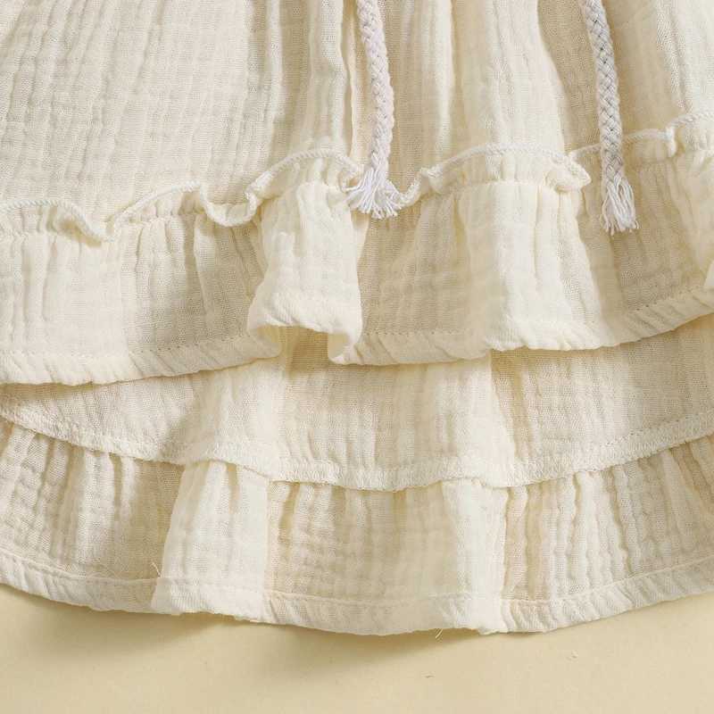 2024-05-07 Lioraitiin Baby Girl Summer Dress Casual Sleeveless Square Neck Belted Dress Toddler A-Line Dress R250707