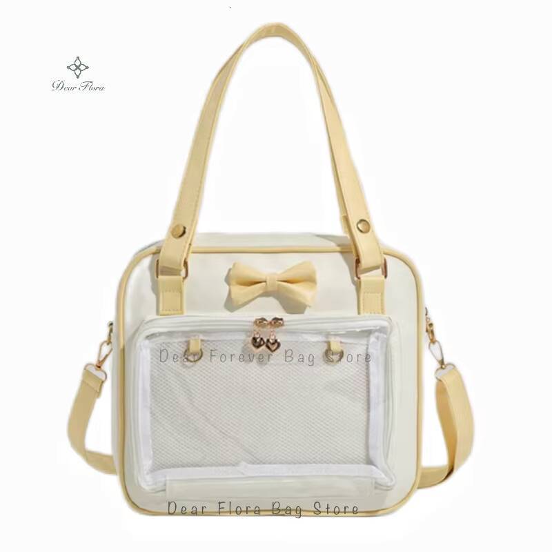 Y2K Cute Bow Ita Girl Transparent Messenger Women Fashion Shoulder Crossbody Ladys DIY Badge Tote Bag Lolita Handbag ddmynov