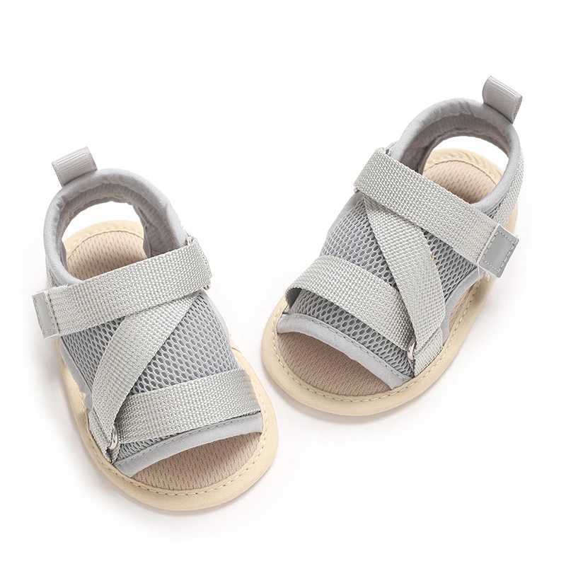 Gray Summer 0-18M Newborn Sandals High-Quality Soft Sole Anti-Slip Breathable Babys First Walking Shoes R250707