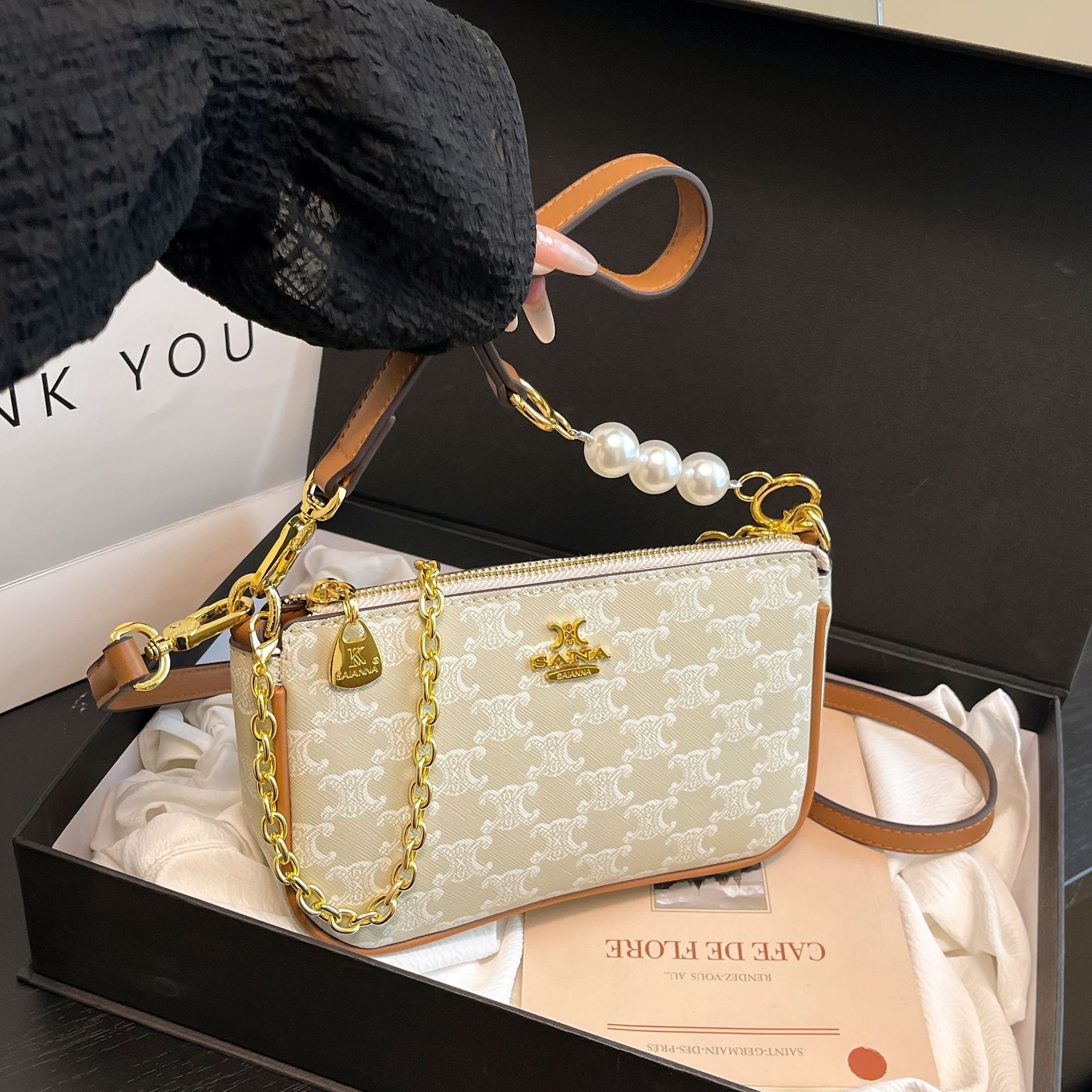 Designer High-End Feel for Women 2025 New Versatile Mahjong Printed Small Square Underarm Stylish Shoulder Crossbody Light Luxury Women's Bag