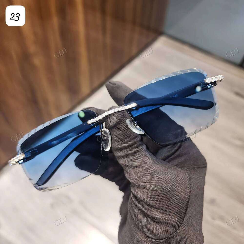 New Fashion Iced Out Men's Glasses Pearlescent Gemstone Sunglasses Case Hip Hop Brand Luxury Jewelry