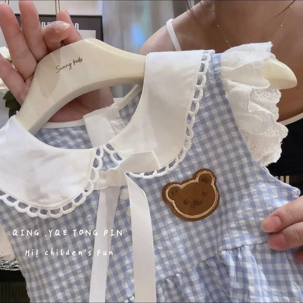 Girls Summer Dresses Childrens Foreign Dresses Fashion Trend College Style Princess Dresses in Small Children Cool Plaid R250707