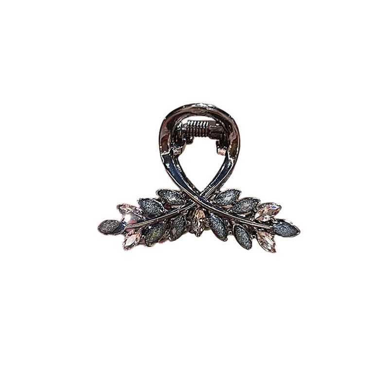 High-end Black Crystal Wheat Hair Claw Exquisite Half-tied Hair Clip on Womens Back of Head Medium-sized Metal Hair Gripper Y250707