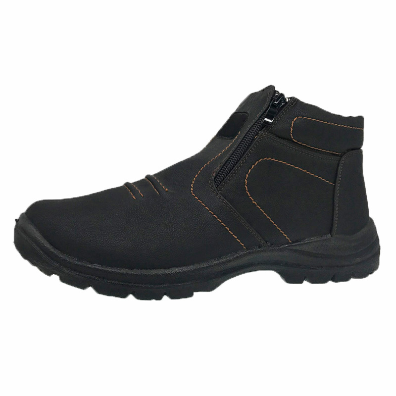 Warm Fur-Lined Mens Work Safety Ankle Boots for Winter