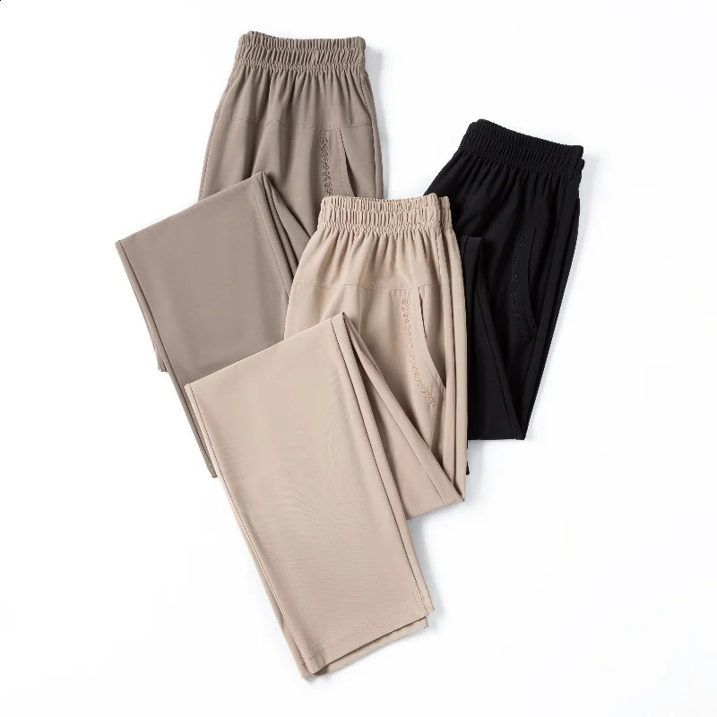 Middle Aged Womens Pants Plus size Summer Thin High Waiste Elastic Loose Straight Female Casual Trousers 6XL 7XL 8XL 250628