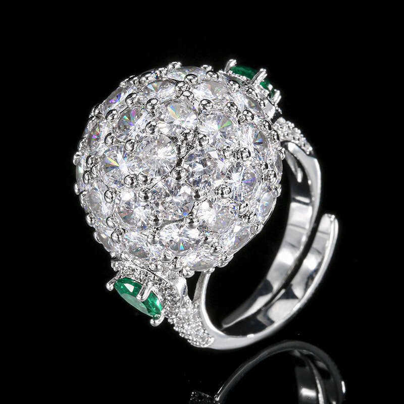 Huayoumei Jewelry Exaggerated Flower Full Diamond Ring Women's High-End Fashion Light Luxury 6E0
