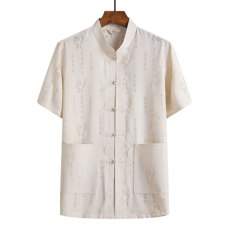 Summer Men Tang Suit top Pants Fashion Cotton Linen Tang Suit Chinese style Loose Casual Shirts Two Piece Sets 250707
