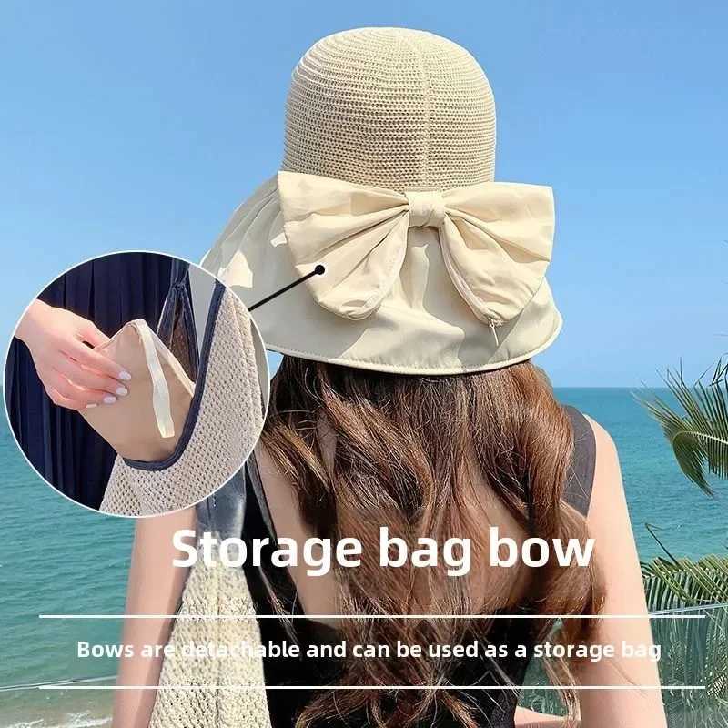 2025 Sunscreen Hat Womens UV Resistant Sun Hat Foldable Black Rubber Fisherman Hat Face Covering Seaside Big Brim Y250707