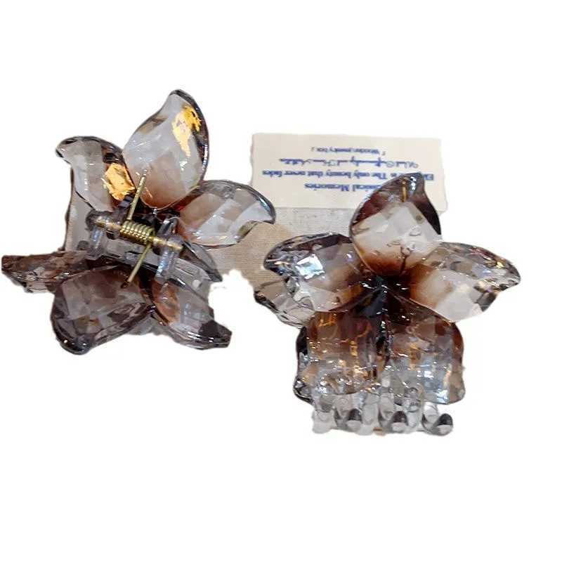 2Pcs/set Korean Acrylic Flower Butterfly Transparent Gradient Hair Claw Clip Climp Hairpin For Girls Barrettes Hair Accessories Z250707