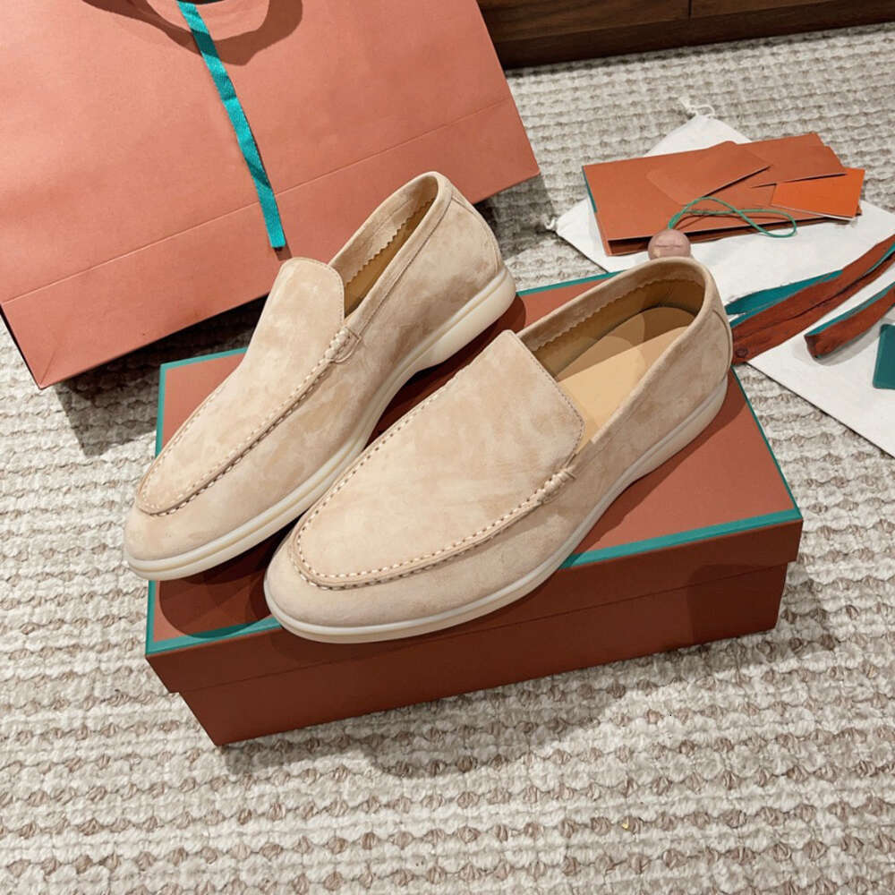 Women Summer Walk Charms Embellished Suede Loafers Macaroon Genuine Leather Casual Flats Men Designer Dress Shoes Slipper Sandals Luxury Designers Pantoufles