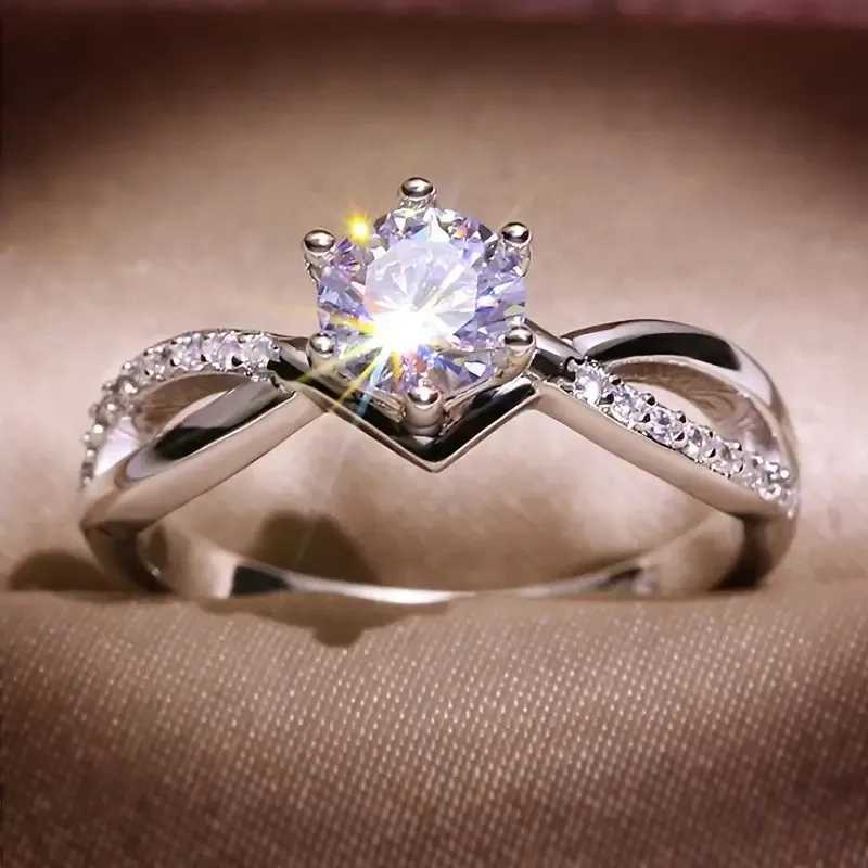 925 Sterling Silver Classic Wedding Ring Eight Hearts And Eight Arrows Design Six Claw Setting Zircon Jewelry XJ250707