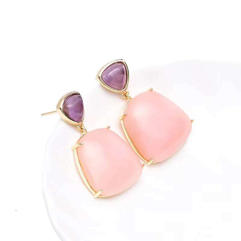 Design Healing Natural Pink Opal Emperor Fashion Women's Earrings