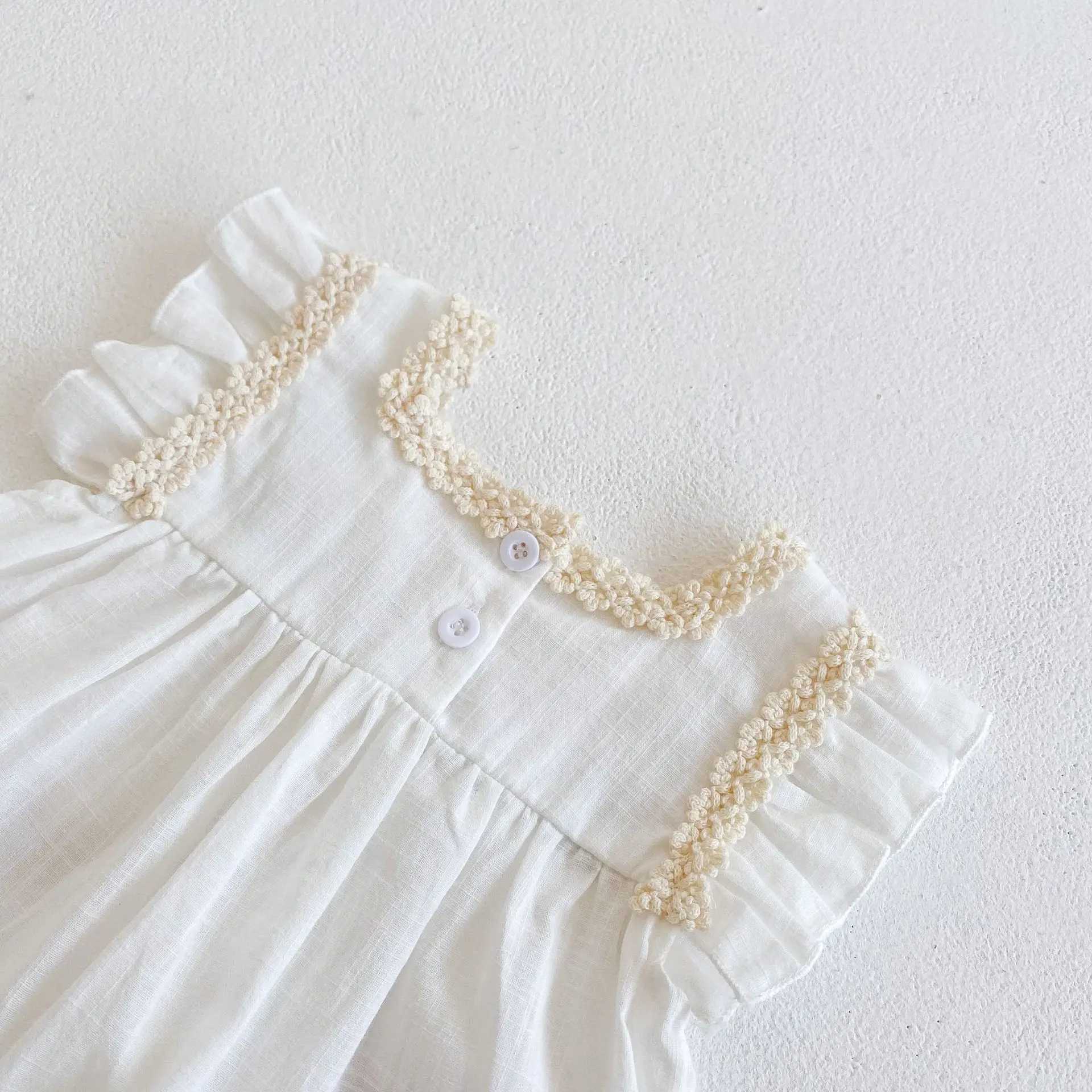 Summer new baby clothes for 0-3 years old baby girl dress exquisite flower embroidery short-sleeved dress A-line skirt R250707