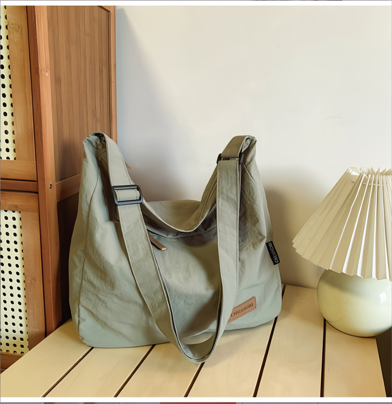 Men's Messenger Bag - Lightweight high-capacity crossbody bag with adjustable shoulder strap for college campuses, everyday-tan