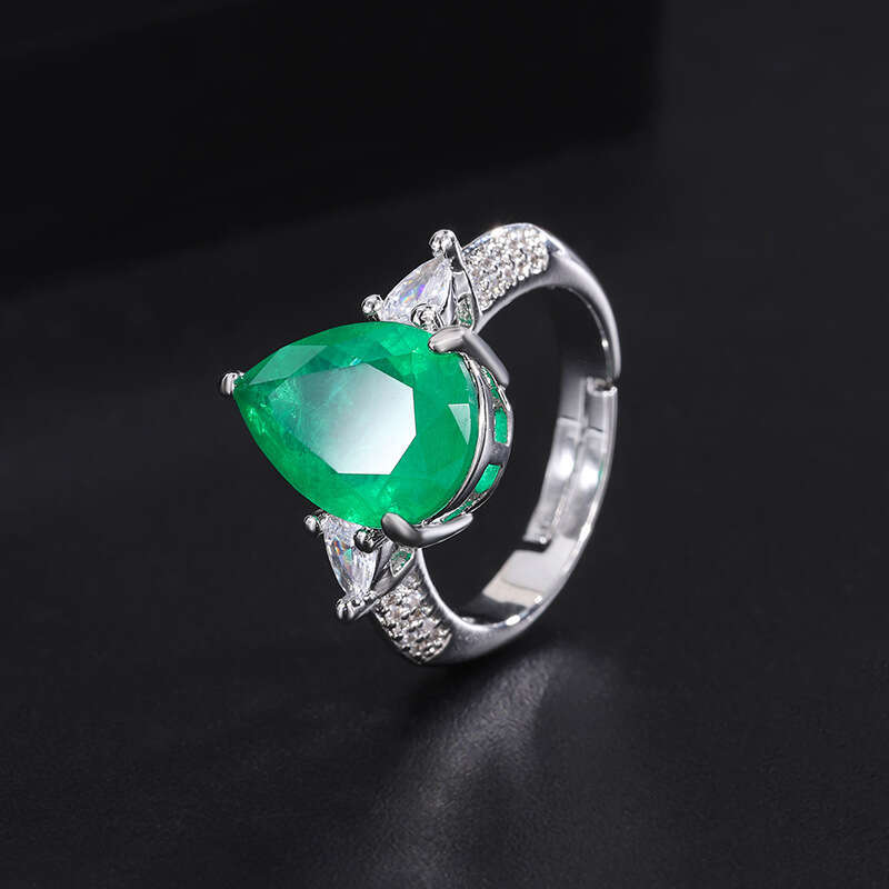 Paraiba Hot Selling Tiktok Live Emerald Green Index Finger Fashion Luxury Ring 29C