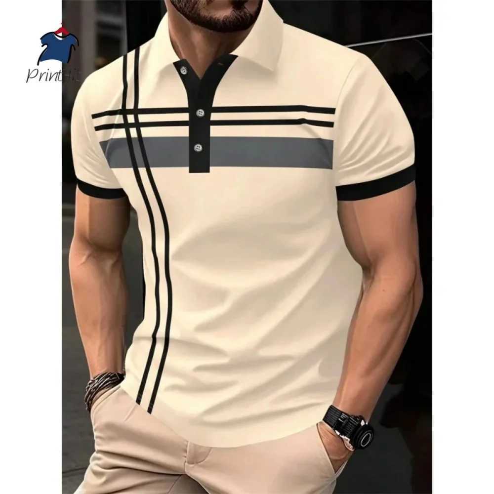 2025 Mens T-shirt Classic Short Sleeve Polo Shirt Summer Top Casual T-shirt Button Lapel Super Large S-3XL Casual Polo Shirt Y250707 Y250707
