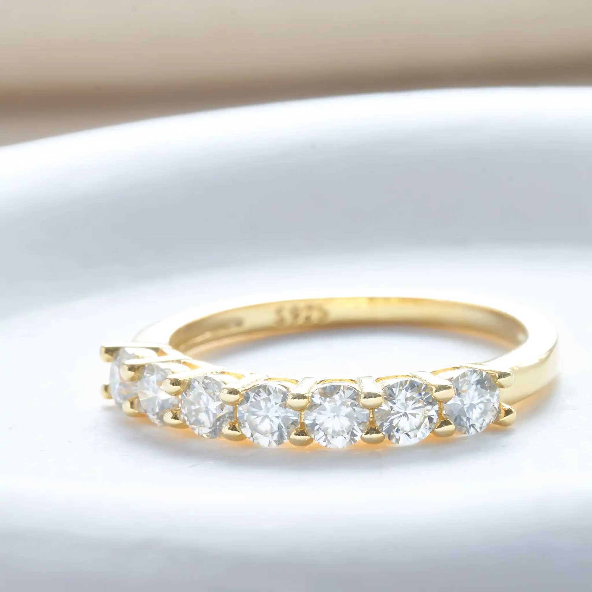 Moissanite Ring 925 Sterling Silver Ring With White Gold Plated Full Diamond Eternity Band Engagement Wedding Rings For Women XJ250707
