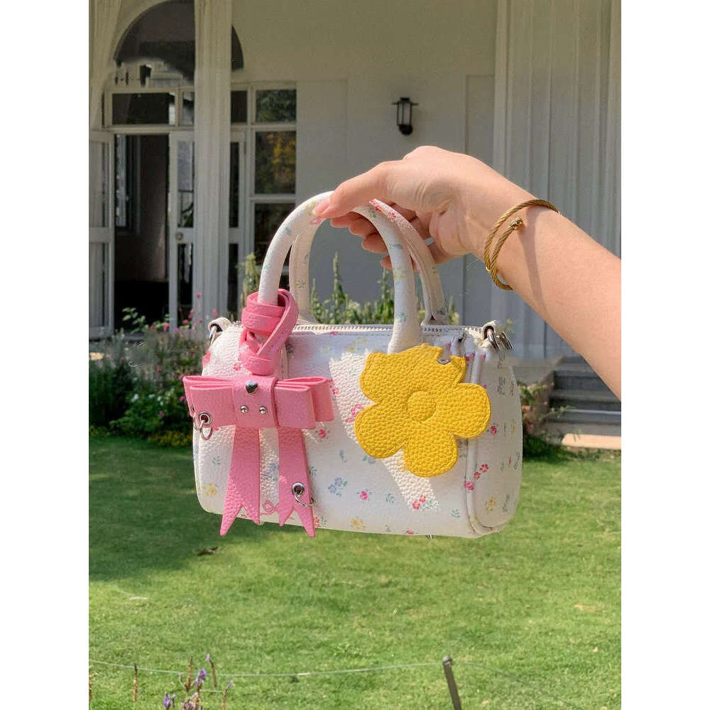 Free shipping designer bag Luxury bag Summer Floral Bowknot Girly Style Handbag New Fashionable Versatile Small Square Shoulder Crossbody Bag for Wome