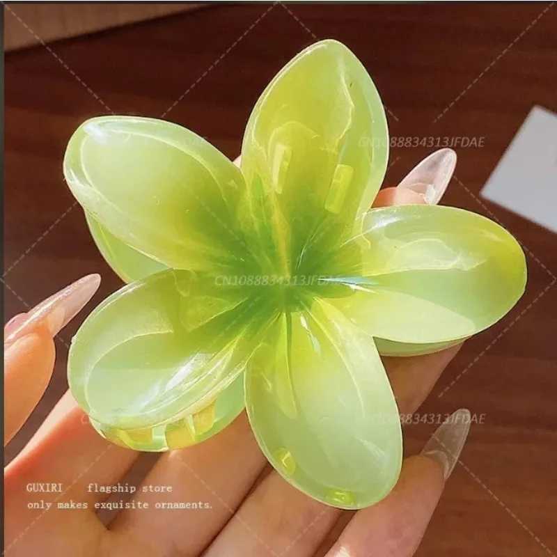 Beautiful Gradient Flower Hair Accessories Set Beach Style Hairpins Flower Claw Clips Summer Flower Hairpins Hawaiian Style Y250707