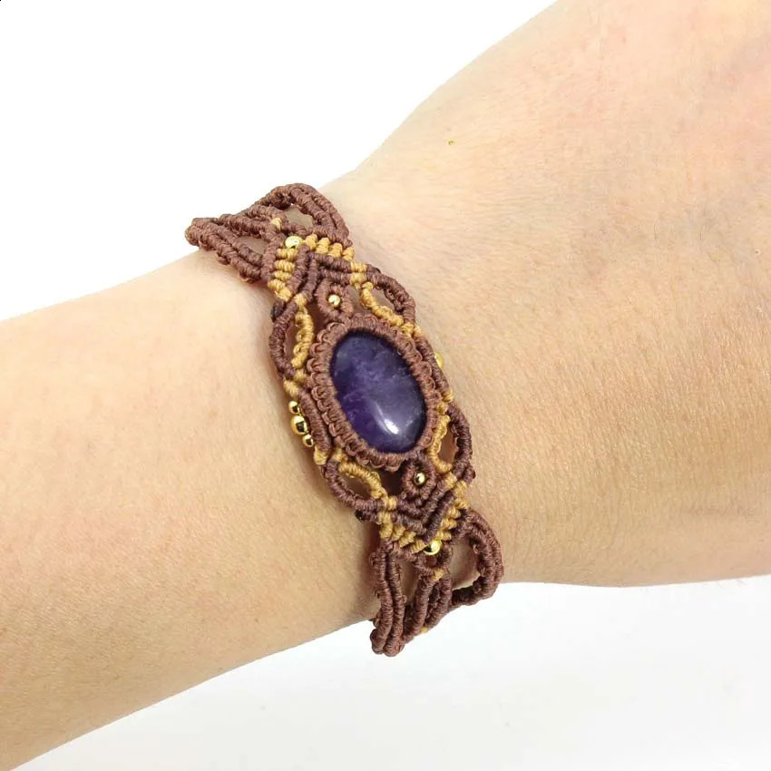 100% Natural Crystal Quartz Oval Shape Handmade Thread Rope Wrapped Braided Macrame Stone Bracelets Jewelry For Women Girls Gift 250707
