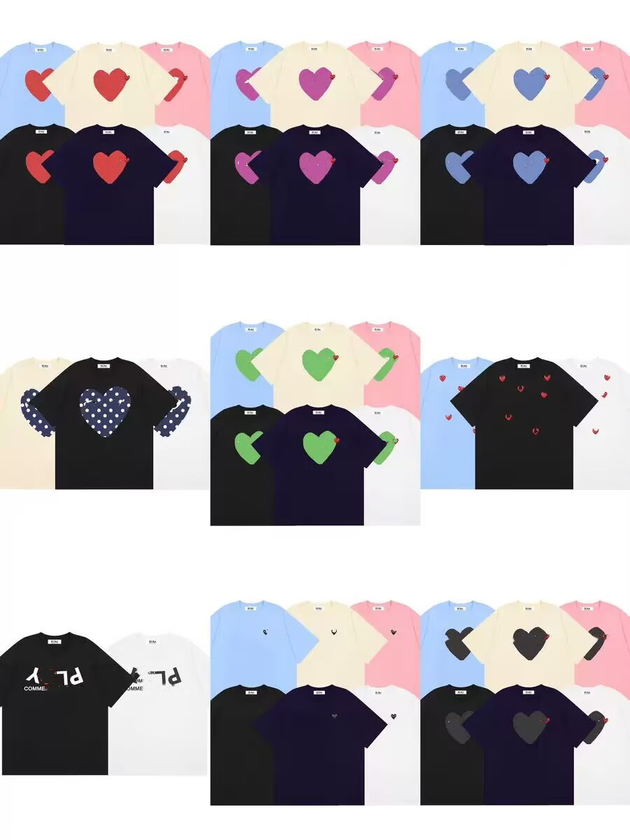 PLAY Summer Mens T shirts Designer Red Heart Fashion Embroidered Casual T-shirt Cotton Printed Short Sleeve Women High Quanlity Tshirts Summer Asian Size S-2XL