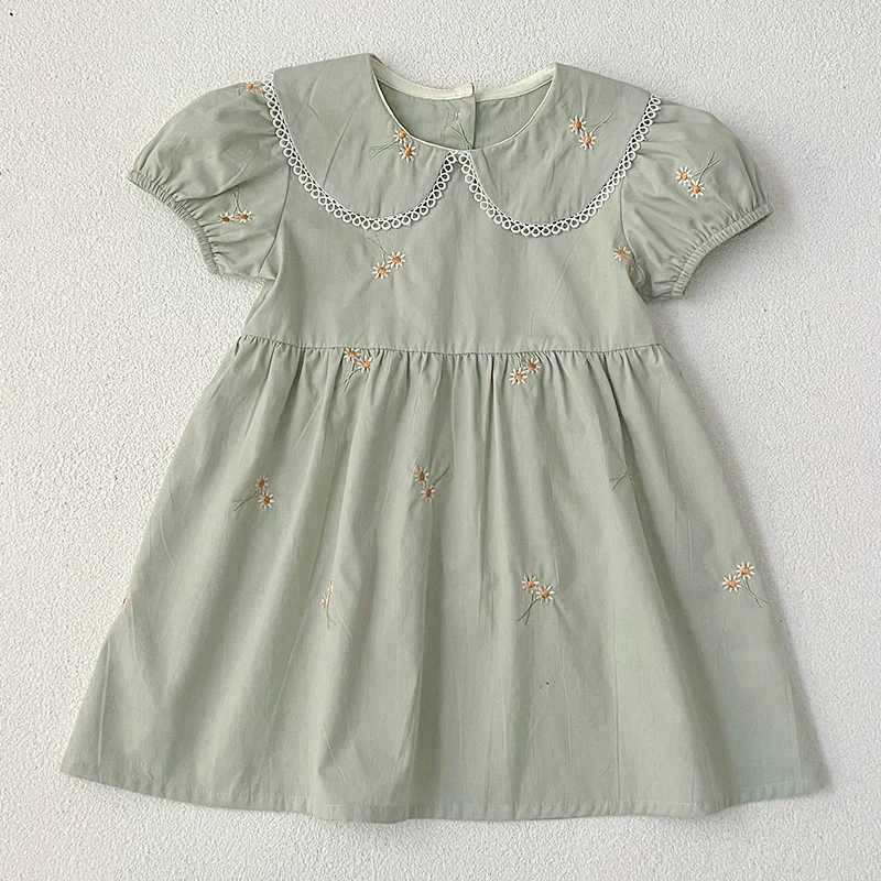 Girls Summer Dress Kids Princess Birthday Dresses Embroidered Daisy Dress Puff Sleeve Elegant Baby Children Clothes Dresses R250707
