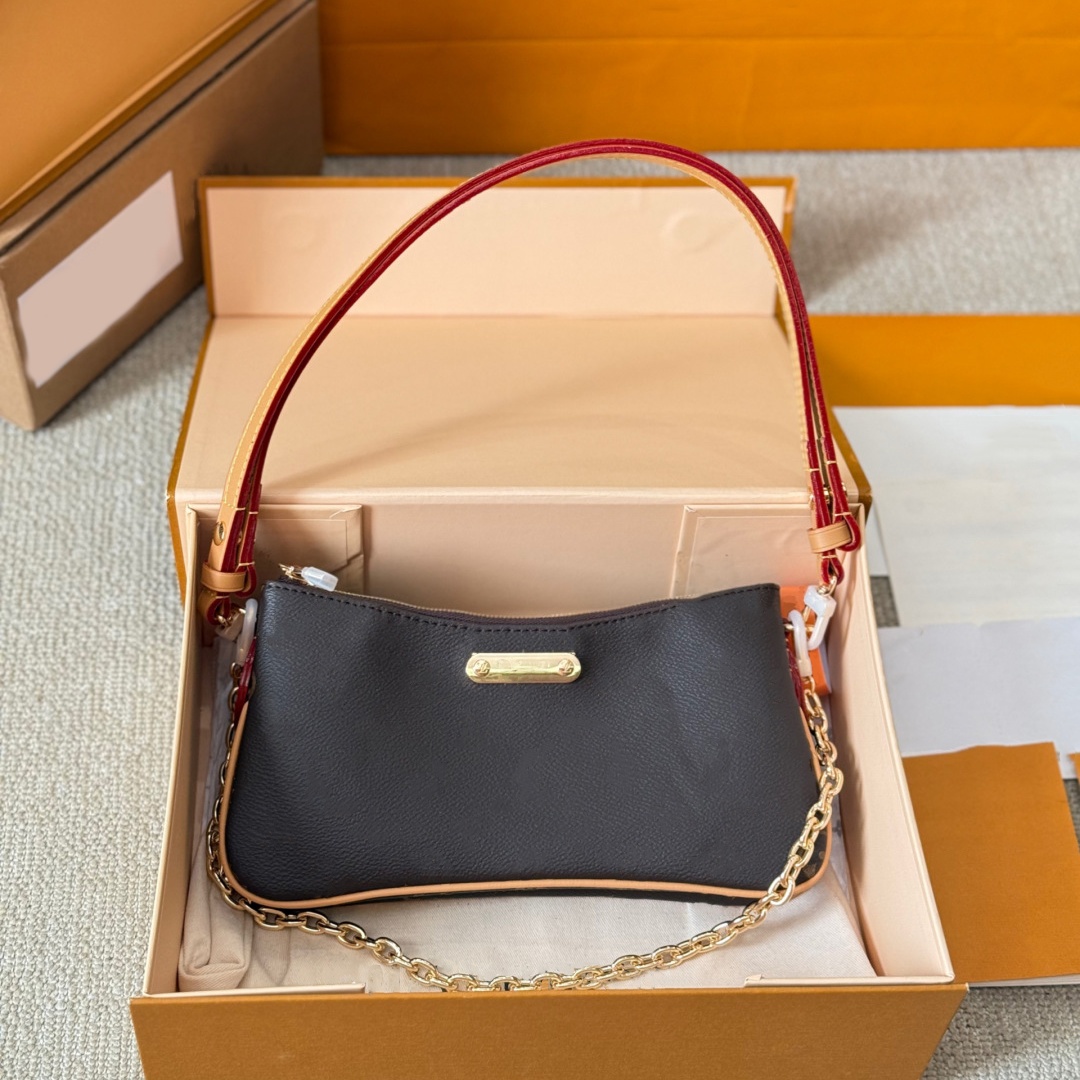 Top Designer bag Women Pochette Liv pouch Shoulder Bag Lady Leather Denim Crossbody bags Luxury Chain Clutch Tote Purse Brown Flower Handbag