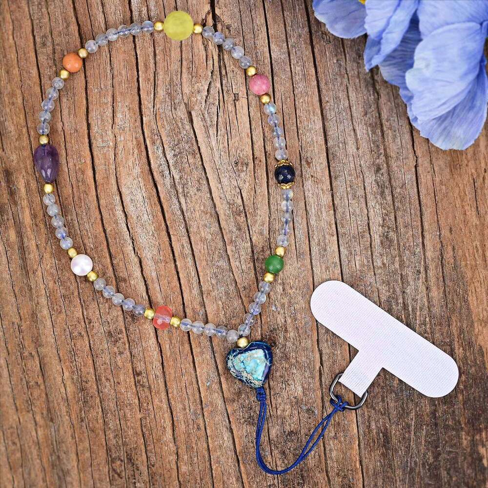 Fashionable Handmade Natural Bead Portable Short Full Set Colorful Phone Chain