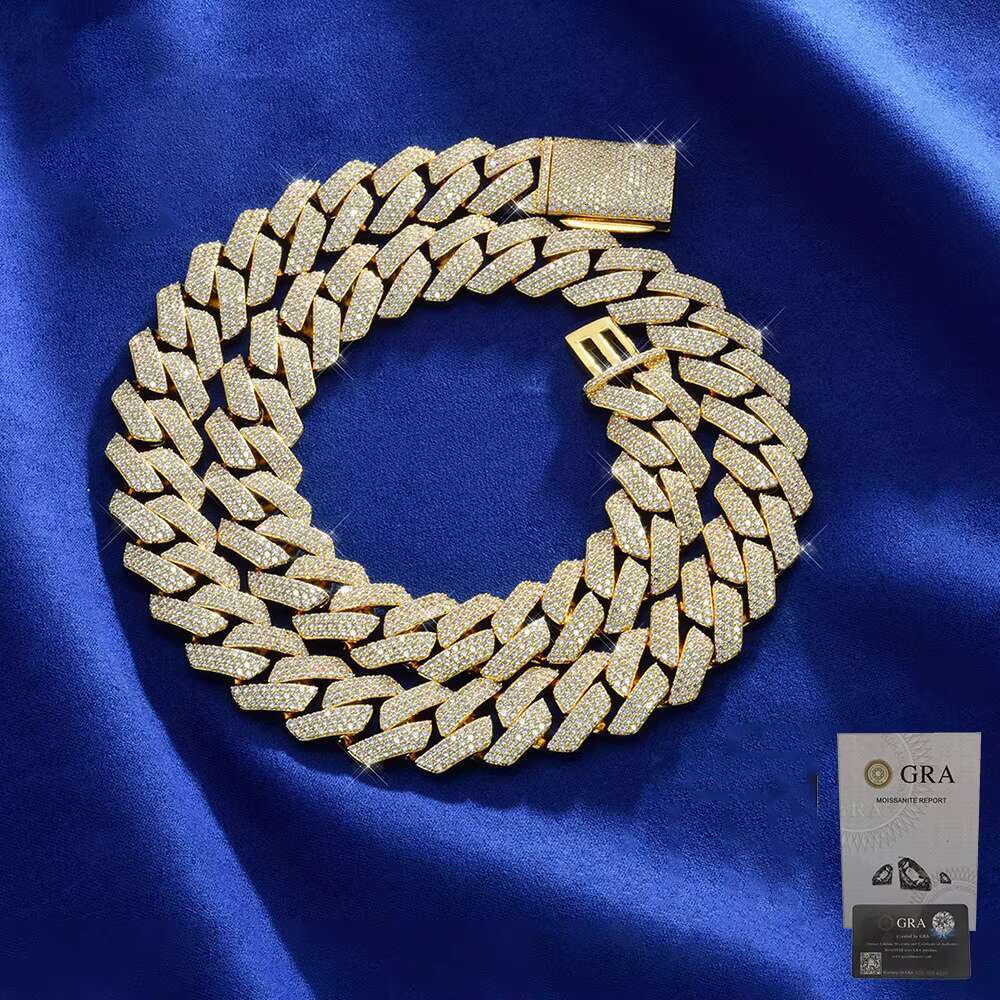 Wholesale Mens 925 Silver Cuban Link Chain Necklace VVS Diamond Hip Hop Style 6MM-14MM Moissanite Sizes Vary