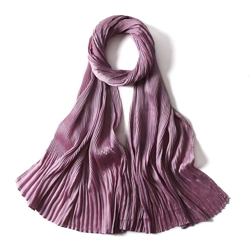 T1161 New Thin Natural Wrinkle Women's Leisure Travel Shawl Bright Crumpled Headscarf Scarf