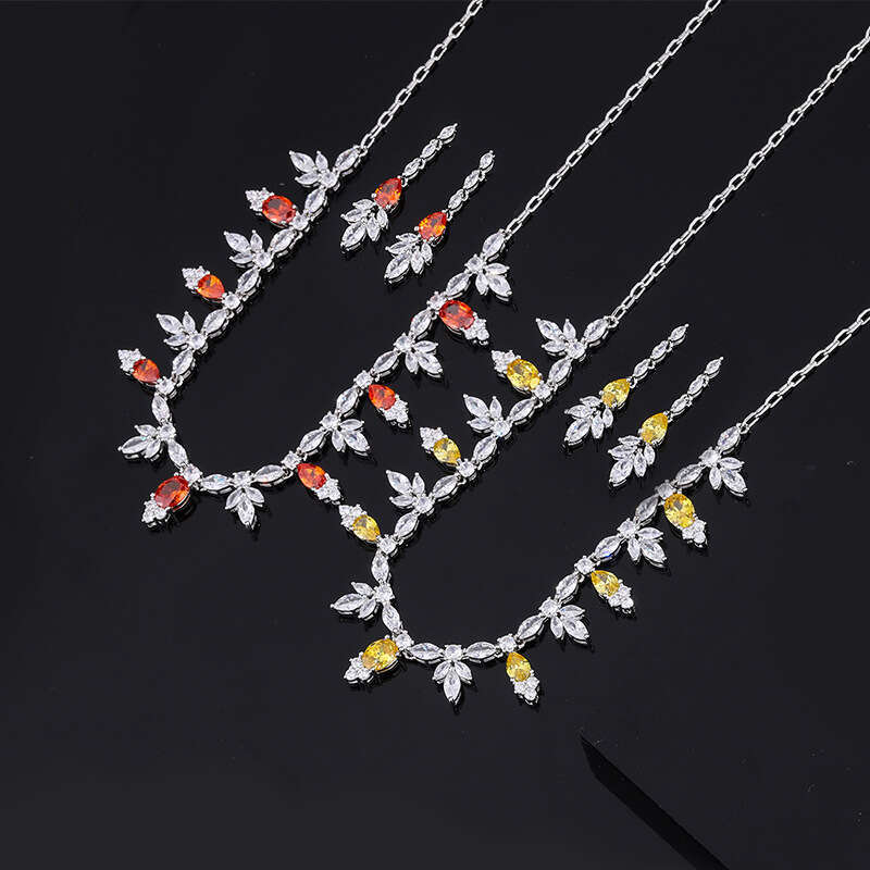 New High-End Floral Jewelry Banquet Dress Accessories Set Elegant Earrings Necklace Tassel Exquisite Pendant 317