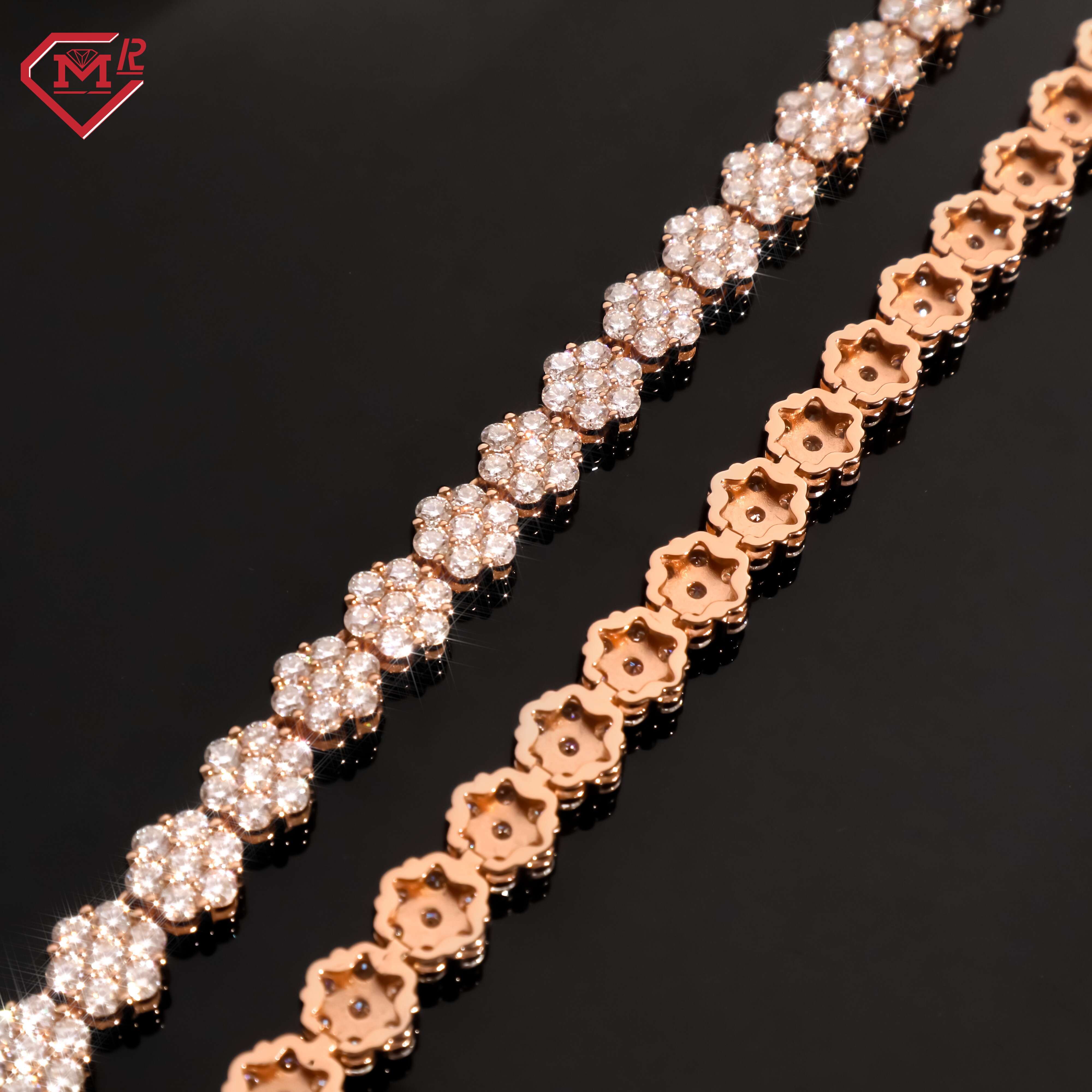 Pass Diamond Test Tennis Chain Necklace Bracelet Hip Hop 925 Silver Rose Gold Flower Moissanite Tennis Chain