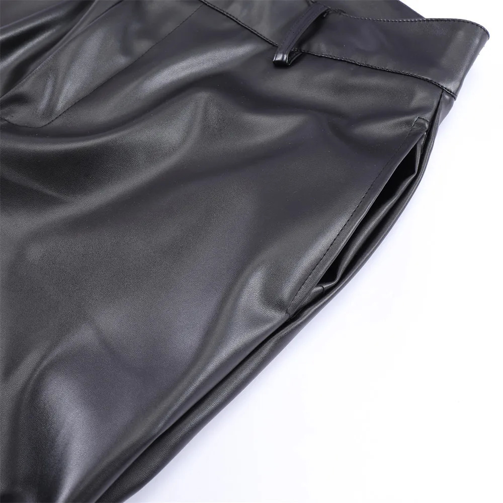 Mens Leather Pant Dark Punk Niche n Bright Pleated Pants Hiphop Loose Casual for Men 250704