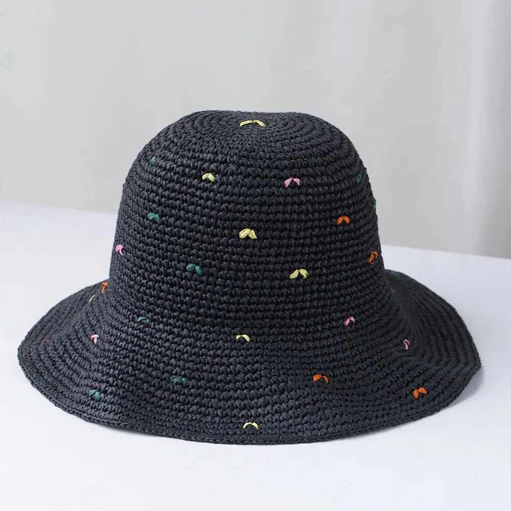 2025 NEW Women Sun Hat Wide Large Brim Beach Hats Womens Summer Straw Hat Foldable Sun Hat Chapeau Femme Beach UV Protection Cap Y250707