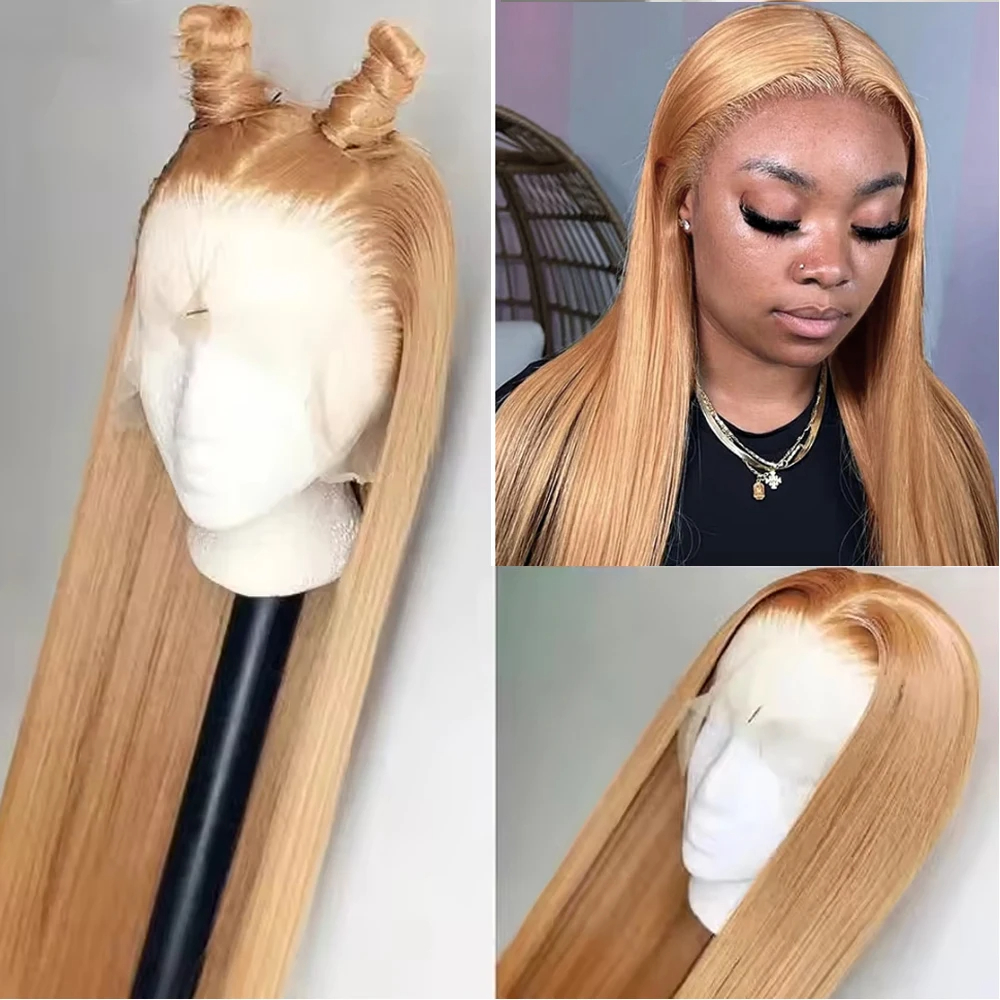 34 Inch Straight Orange Hair Wig Look Like Really Human Hair 13x4 Lace Front Brazilian Wigs For Women Hd Transparent Synthetic Hair Wig Easy Wear Blon